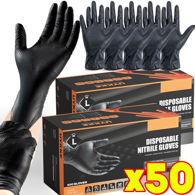 Nitrile Mechanic Glove - 검은색 니트릴 장갑 일회용 8밀 라텍스
