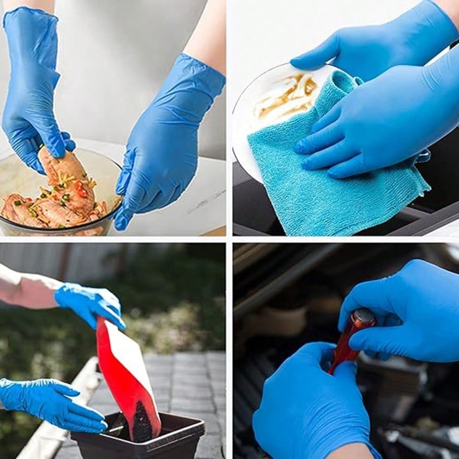 Rubber Glove Cleaning - 100개입 헤비듀티 니트릴 일회용 장갑, 파우더