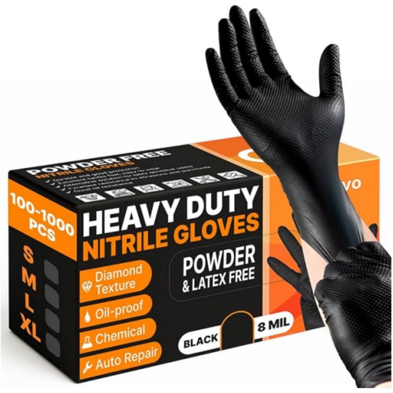 8mil 헤비듀티 블랙 니트릴 장갑 일회용 안전 작업  - Nitrile Mechanic Glove 리뷰 및 가격
